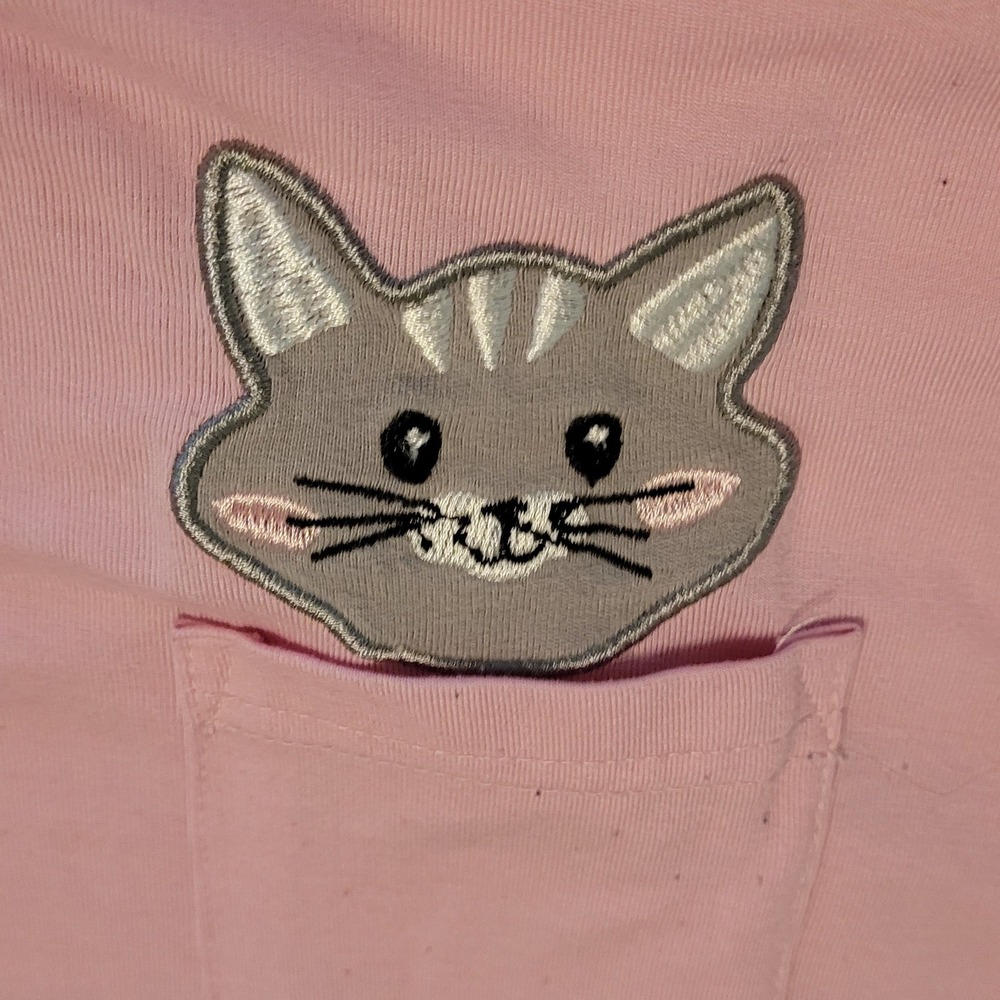 PJ Couture Cat Pocket Tank Top Womens Large Pink Excellent Racerback Crop - Picture 3 of 6
